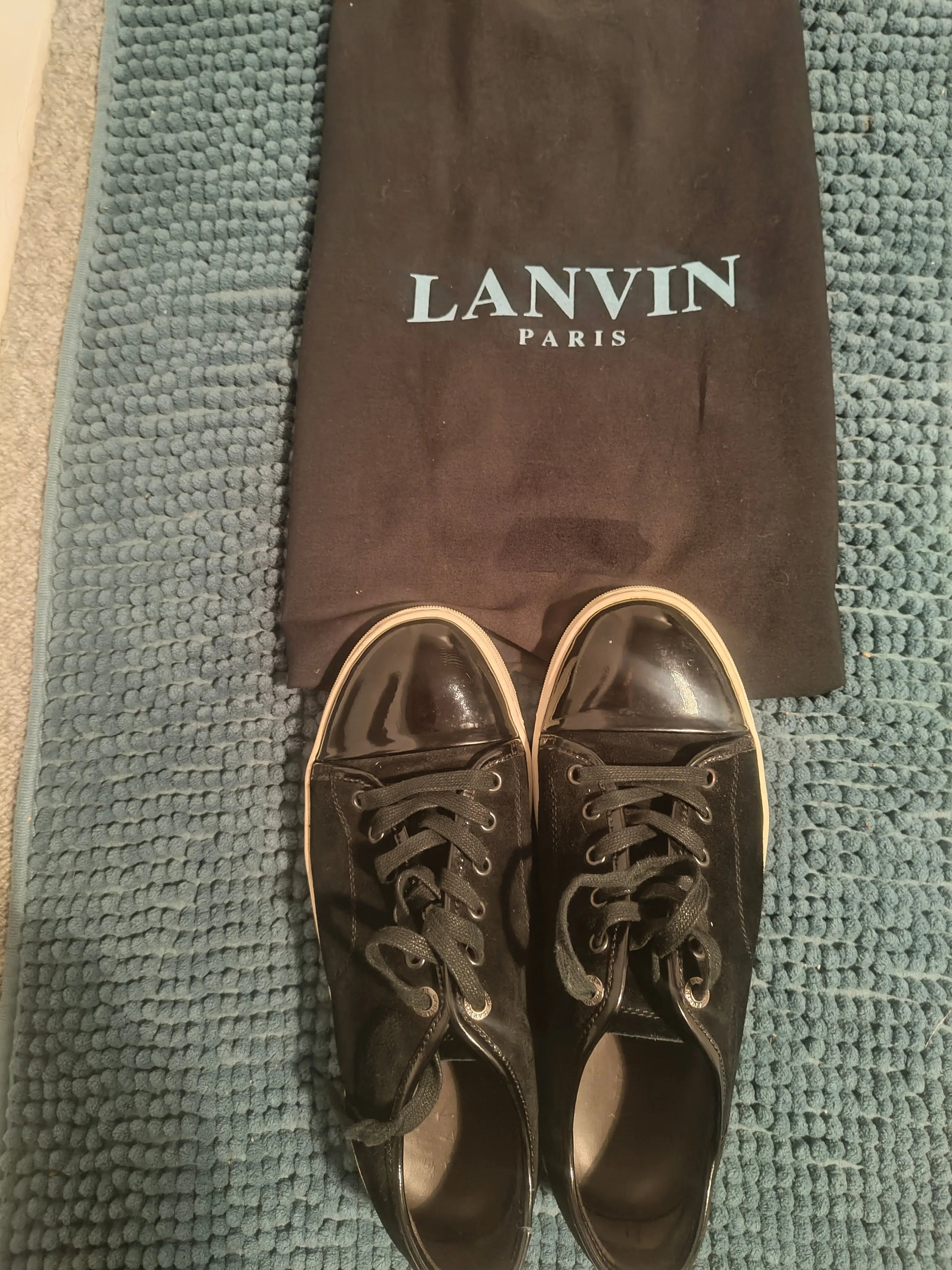 Lanvin UK 8/EU 42 Trainers Patent Leather Black Garmentsplace