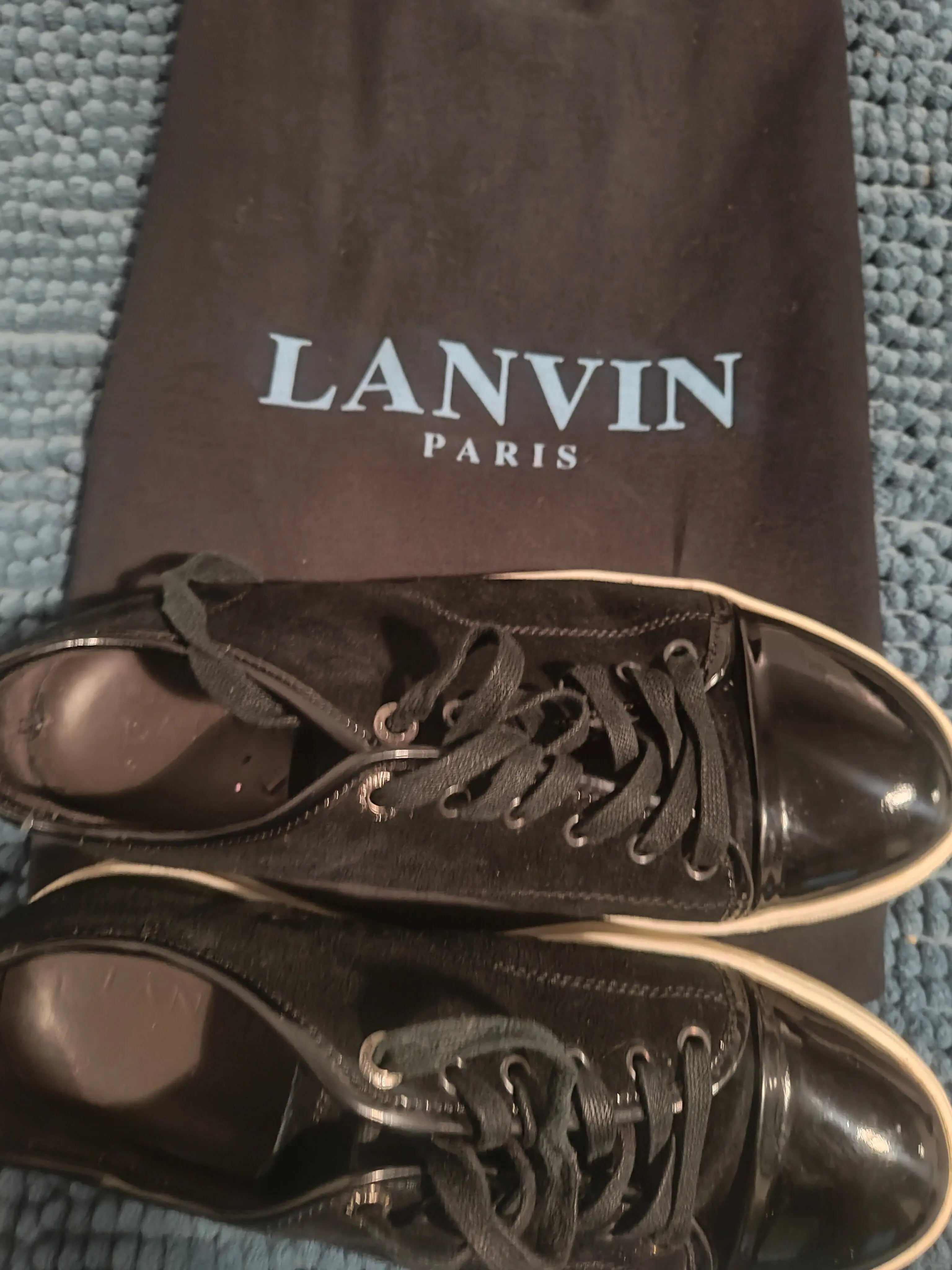 Lanvin UK 8/EU 42 Trainers Patent Leather Black Garmentsplace