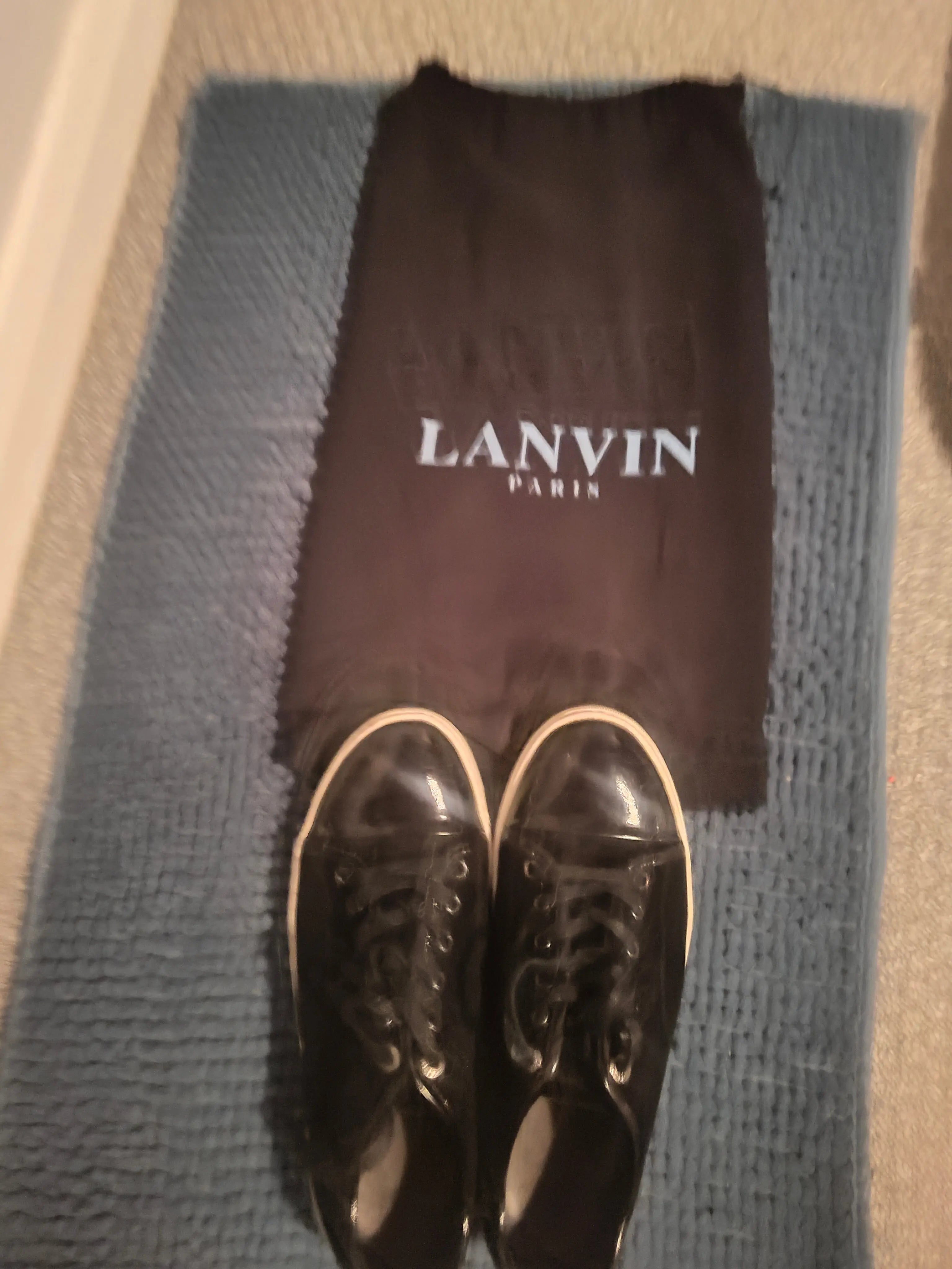 Lanvin UK 8/EU 42 Trainers Patent Leather Black Garmentsplace