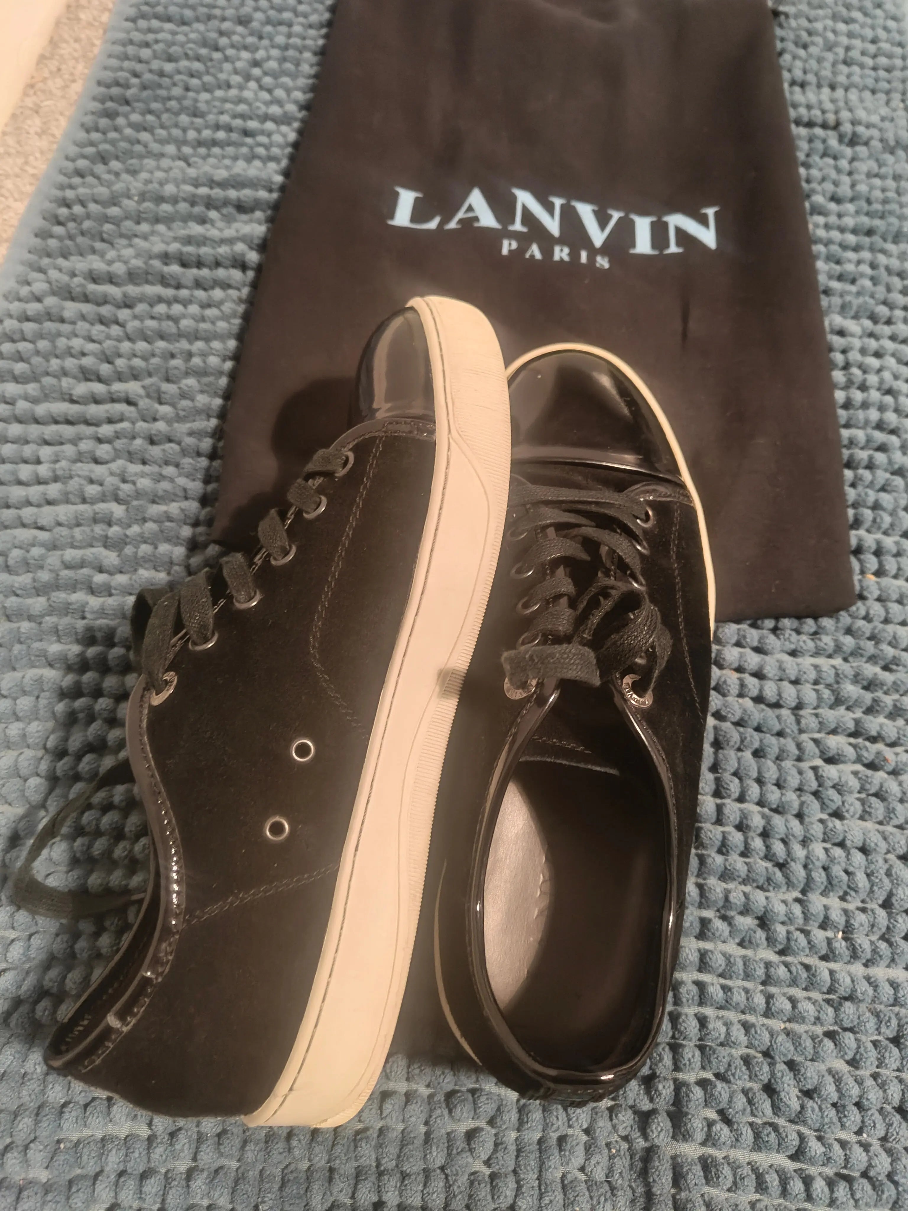 Lanvin UK 8/EU 42 Trainers Patent Leather Black Garmentsplace