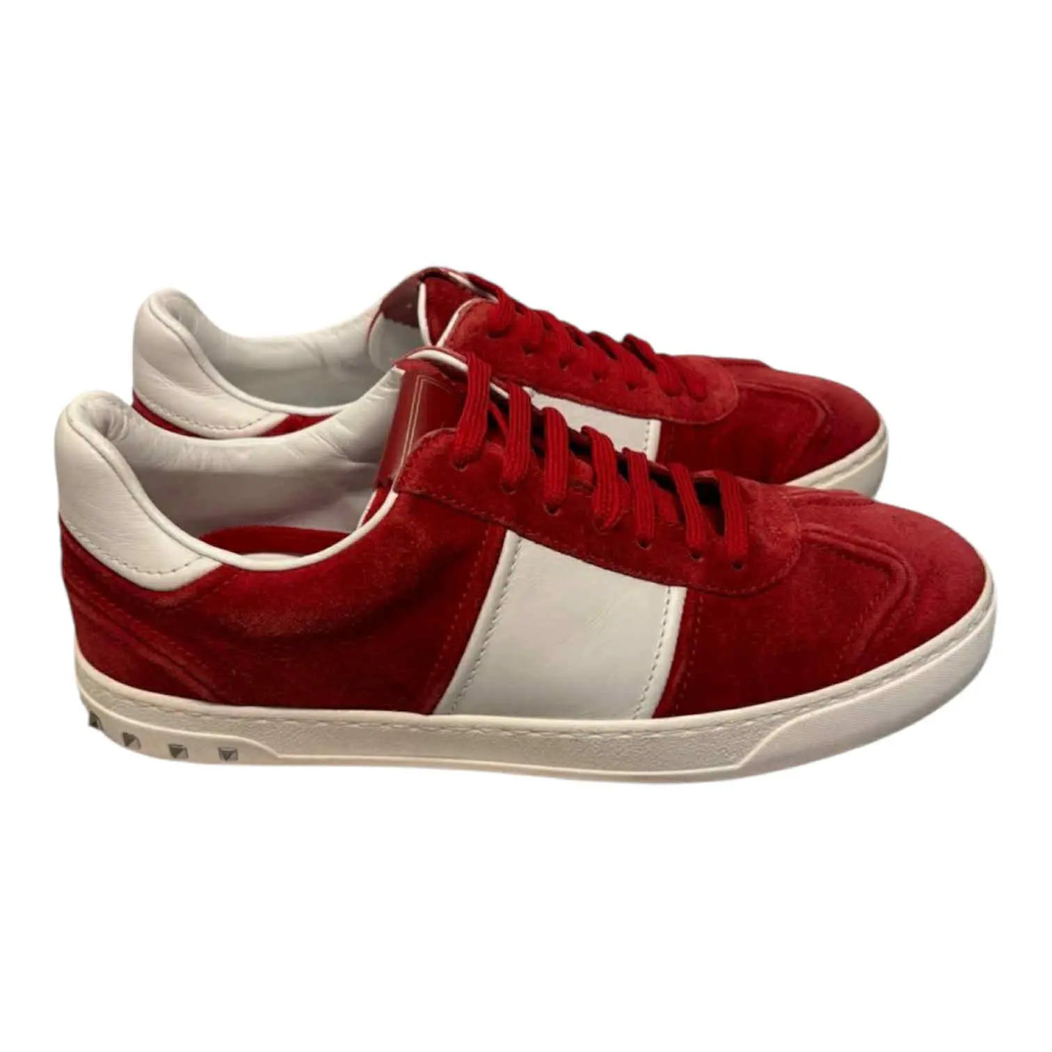 Valentino Flycrew Size 43 Red/White Suede Garmentsplace